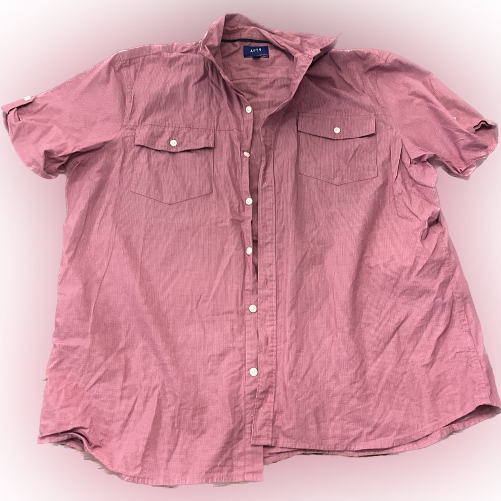 Apt 9 premier flex slim fit XXL dusty rose with small checkered pattern.
